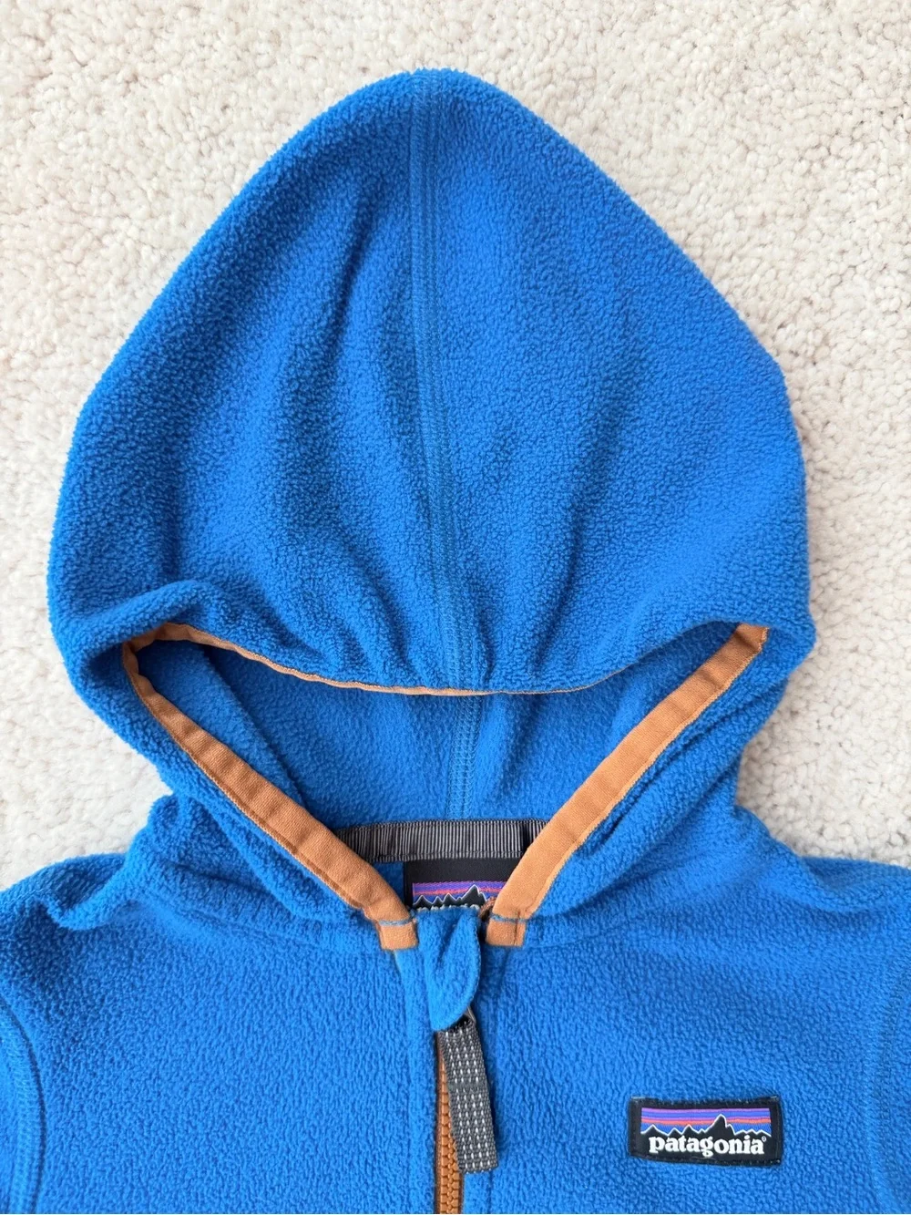 Patagonia Kids Blue, Gray & Tan Hooded Fleece Jacket